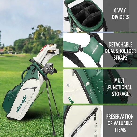 Green & White Stand Golf Bag by - Picture 5 of 9